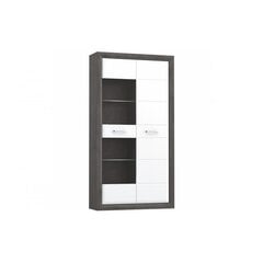 Шкаф-витрина Lennox L, тёмно-серый/белый глянцевый цена и информация | Витрины, серванты | pigu.lt