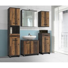 Высокий шкаф в ванную комнату Veris, серый/винтажный дуб цена и информация | Шкафчики для ванной | pigu.lt