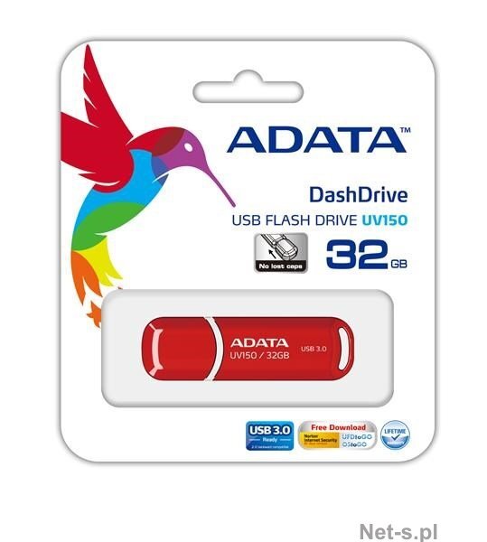 Atmintinė A-data UV100 32GB, USB 2.0, Raudona kaina ir informacija | USB laikmenos | pigu.lt