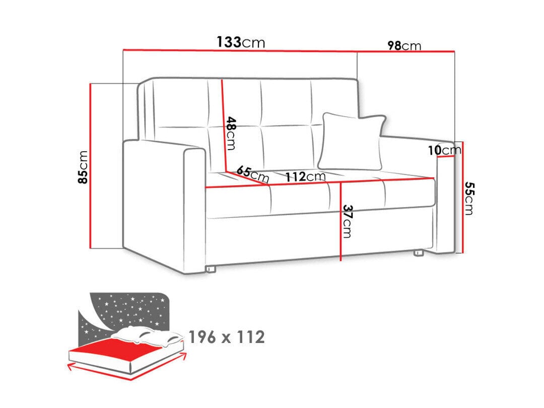 Sofa Viva Bis 2, juoda kaina ir informacija | Sofos | pigu.lt