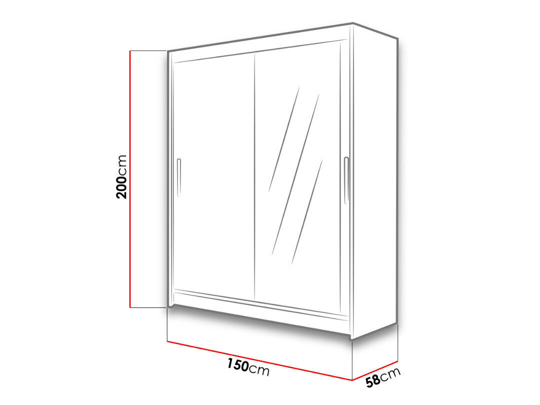 Spinta su stumdomomis durimis Westa/Presto VI, 150 cm цена и информация | Spintos | pigu.lt