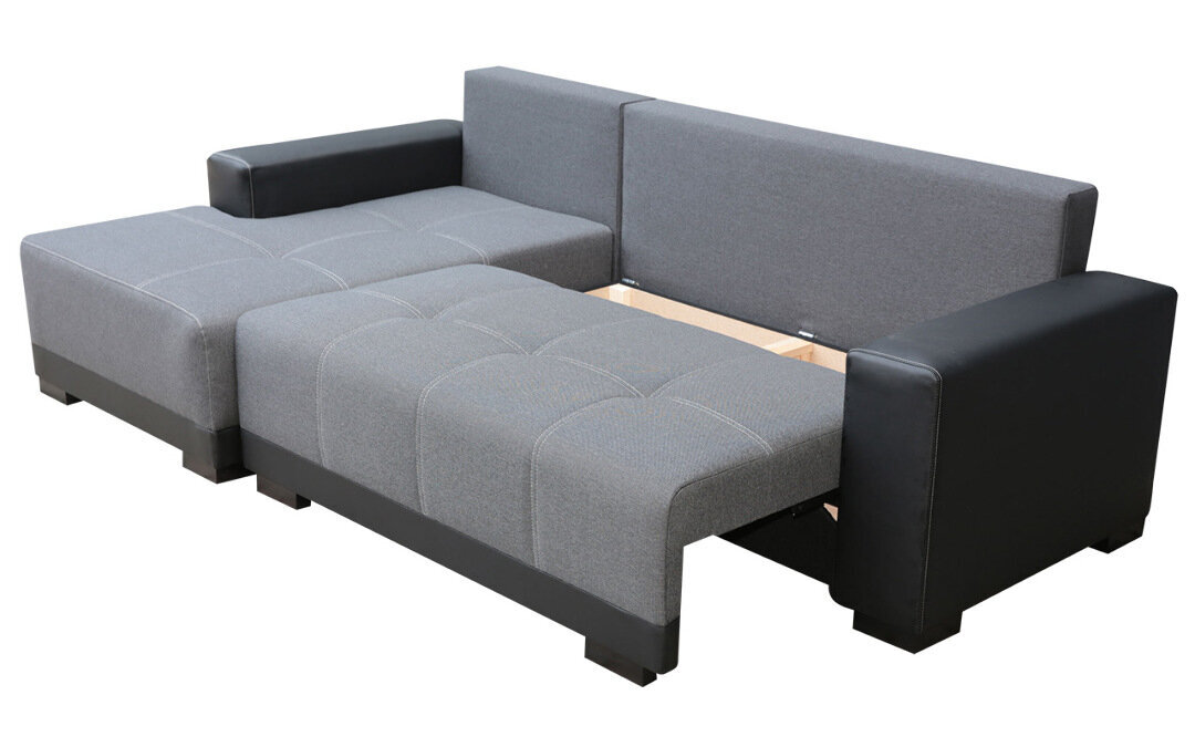 Kampinė sofa-lova Dallas, juoda/pilka kaina ir informacija | Sofos | pigu.lt