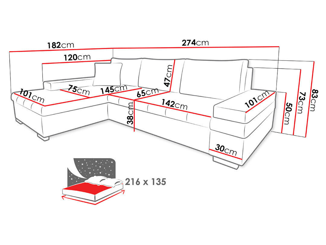 Sofa-lova kampinė Bangkok Mini цена и информация | Sofos | pigu.lt