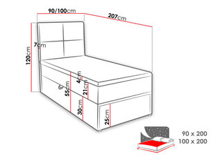 Континентальная кровать Garda Lux, 100x200 цена и информация | Кровати | pigu.lt