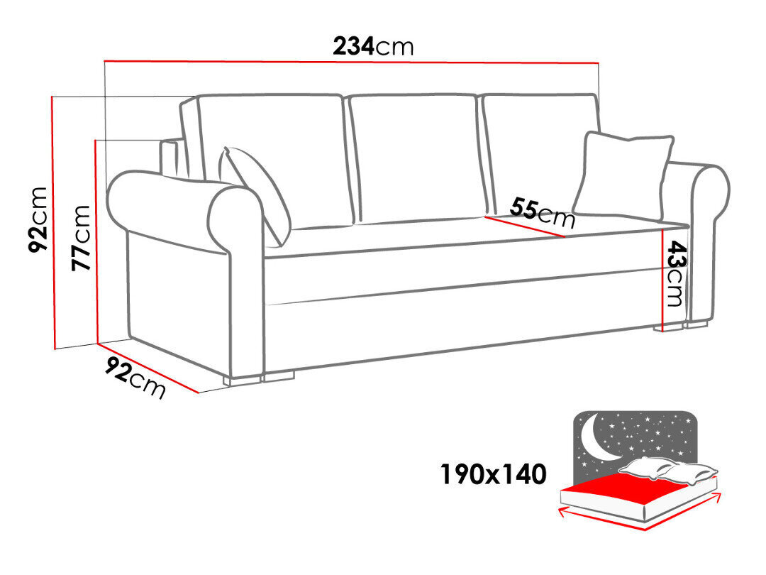 Sofa - lova OLIMPIA цена и информация | Sofos | pigu.lt