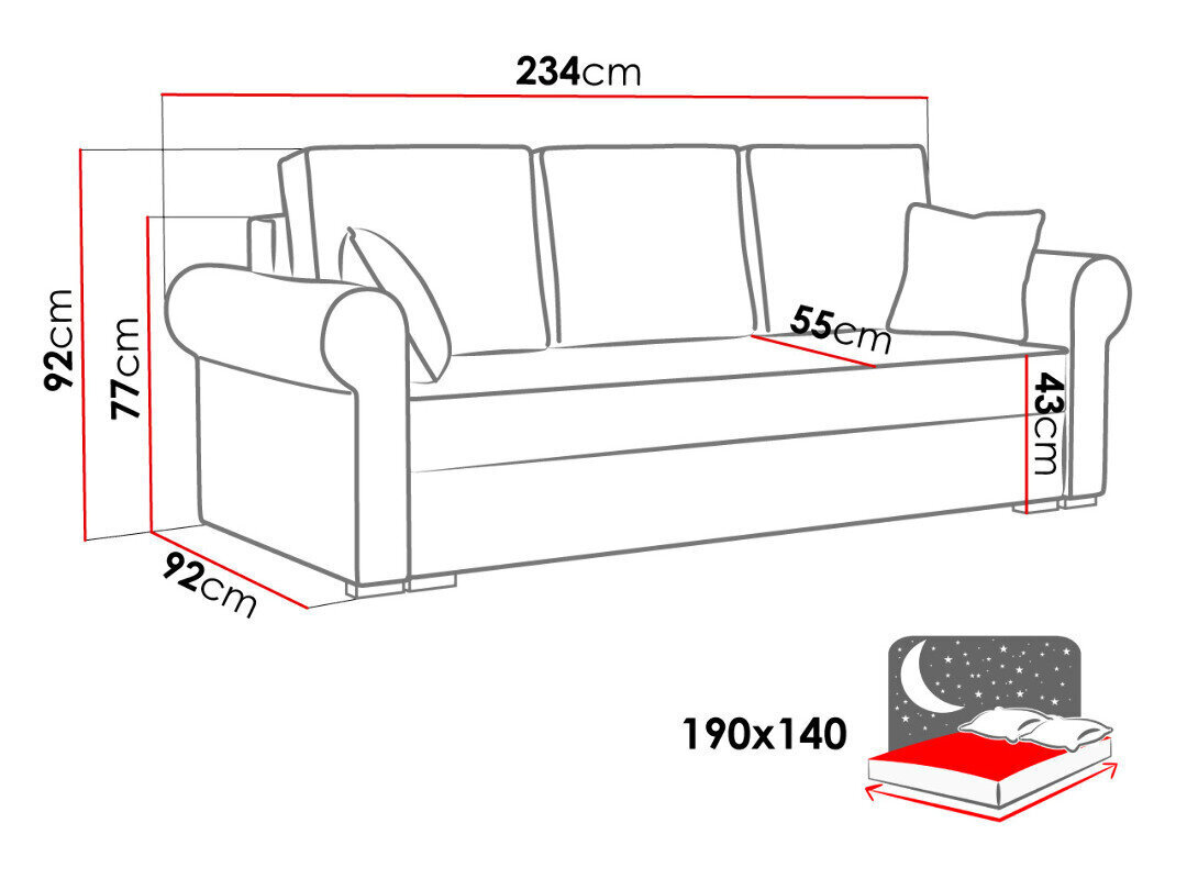 Sofa - lova OLIMPIA kaina ir informacija | Sofos | pigu.lt