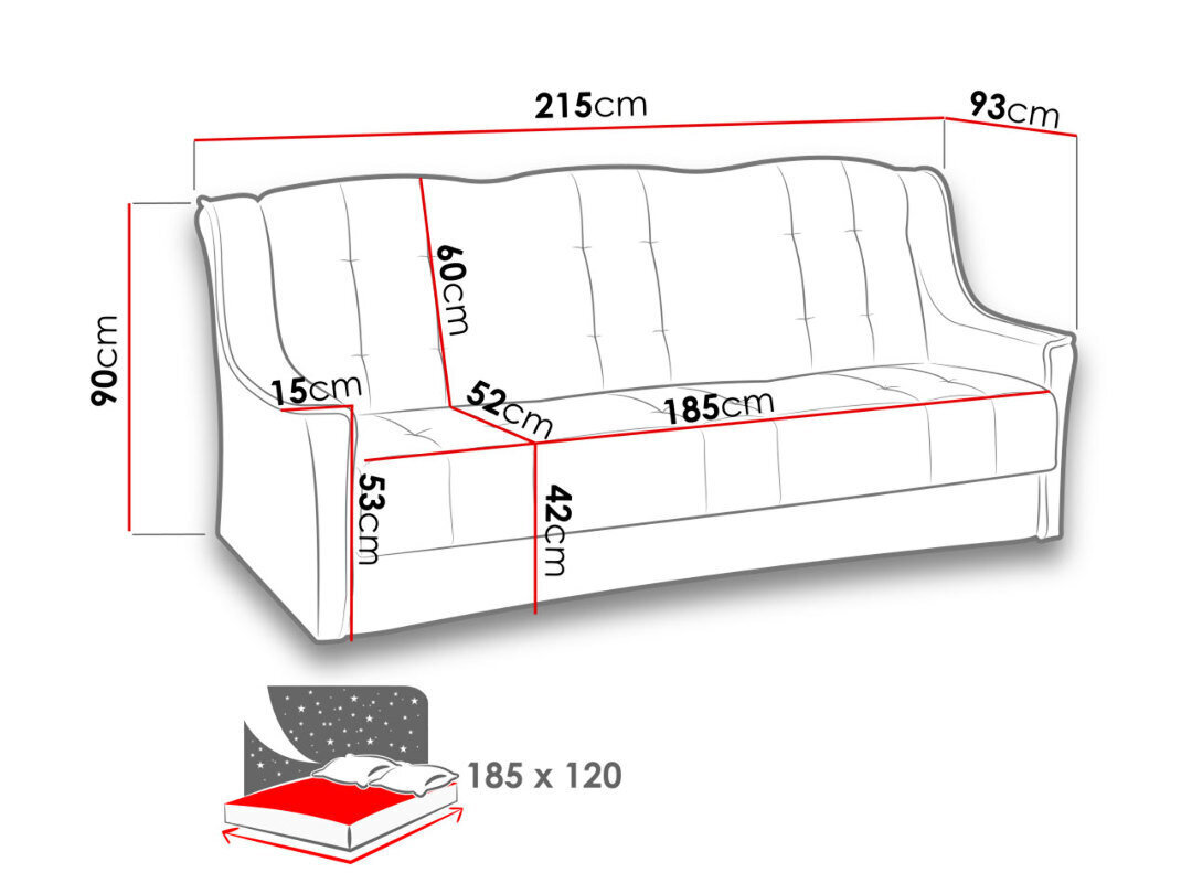 Sofa - lova NIAGARA kaina ir informacija | Sofos | pigu.lt