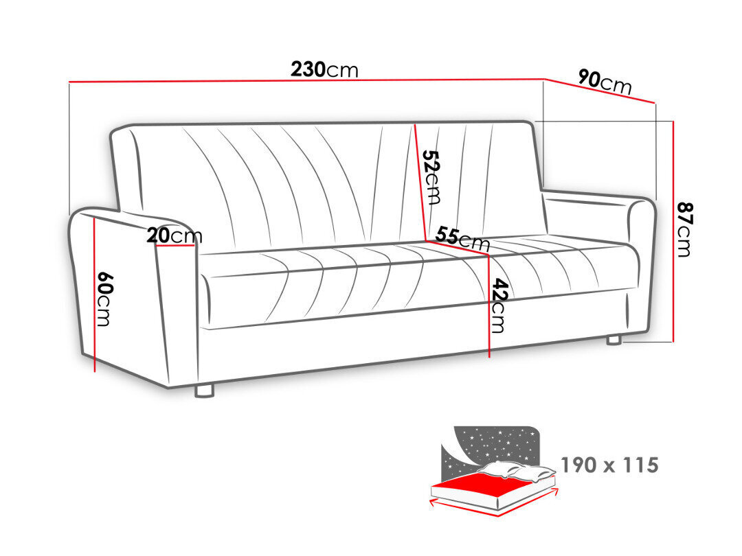 Sofa - lova LEA kaina ir informacija | Sofos | pigu.lt