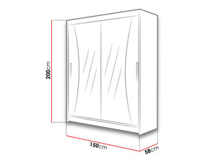 Шкаф с раздвижными дверями WESTA / PRESTO XI + LED цена и информация | Шкафы | pigu.lt