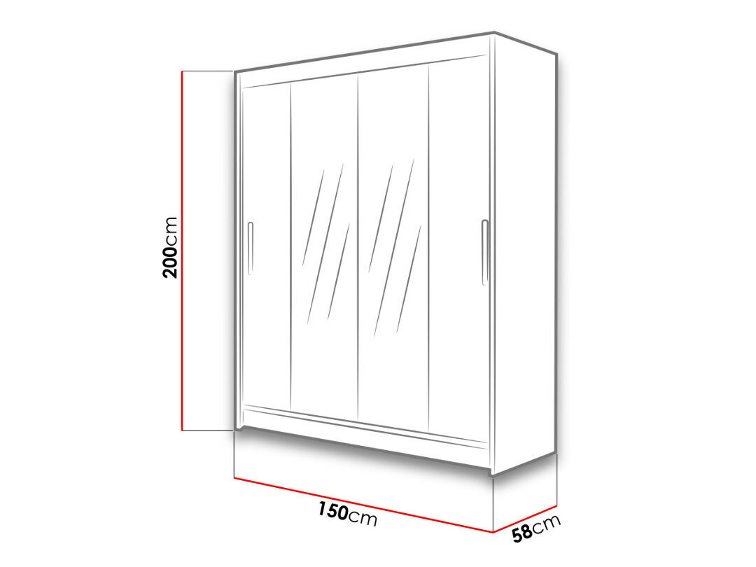 Spinta su stumdomomis durimis WESTA / PRESTO II + LED kaina ir informacija | Spintos | pigu.lt