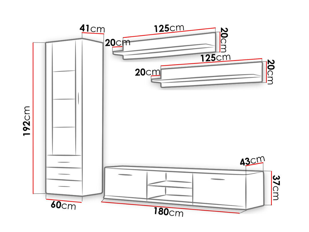 Sekcija Cama Meble Soho 1 LED, ąžuolo spalvos/juoda kaina ir informacija | Sekcijos | pigu.lt