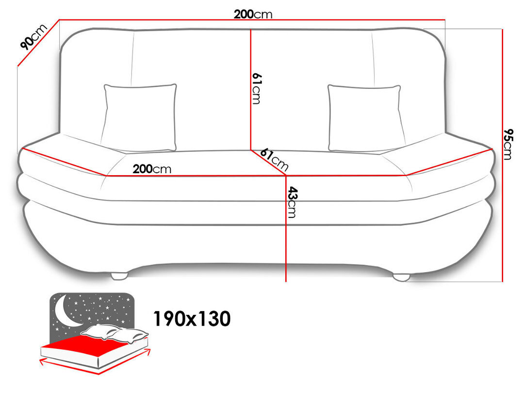 Sofa-lova Mirjan Weronika BL, smėlio kaina ir informacija | Sofos | pigu.lt