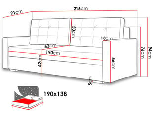 Sofa-lova Stella kaina ir informacija | Sofos | pigu.lt