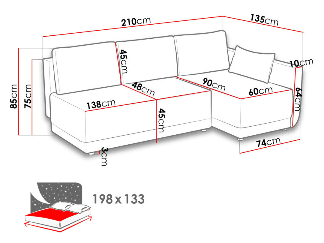 Kampinė sofa-lova NESTOR kaina ir informacija | Minkšti kampai | pigu.lt