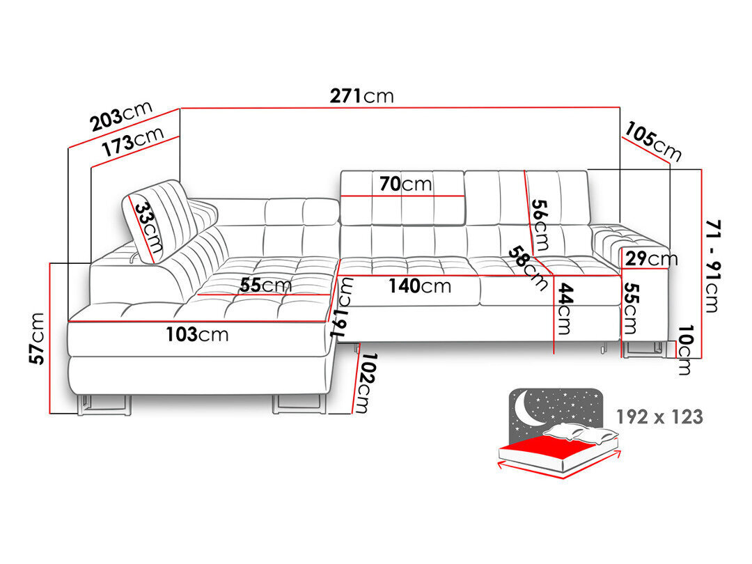 Kampinė sofa-lova LARIS цена и информация | Minkšti kampai | pigu.lt