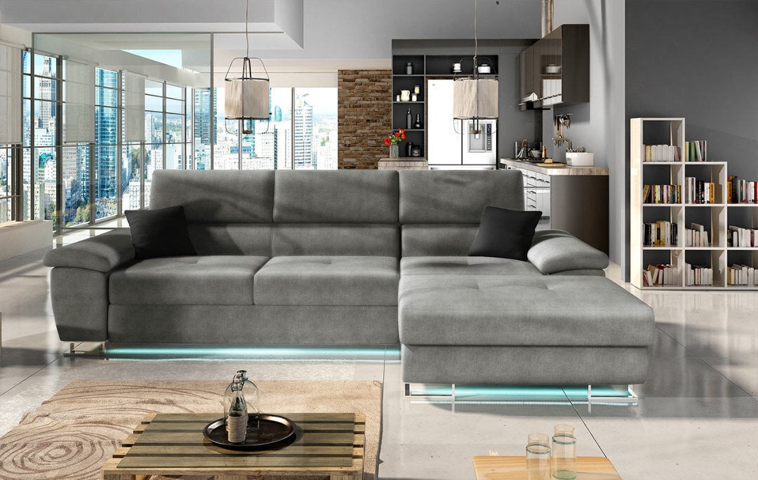 Kampinė sofa-lova COTERE MINI + LED цена и информация | Minkšti kampai | pigu.lt