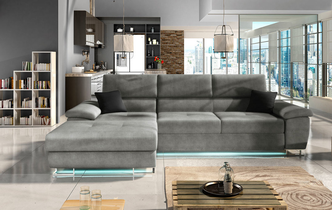 Kampinė sofa-lova COTERE MINI + LED kaina ir informacija | Minkšti kampai | pigu.lt