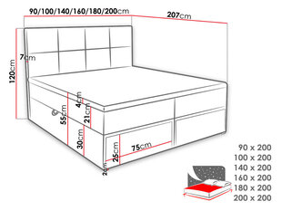 Континентальная кровать GARDA LUX 180x200 см цена и информация | Кровати | pigu.lt