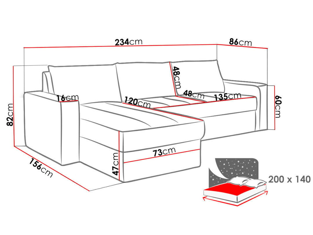 Kampinė sofa-lova DOMINO kaina ir informacija | Sofos | pigu.lt