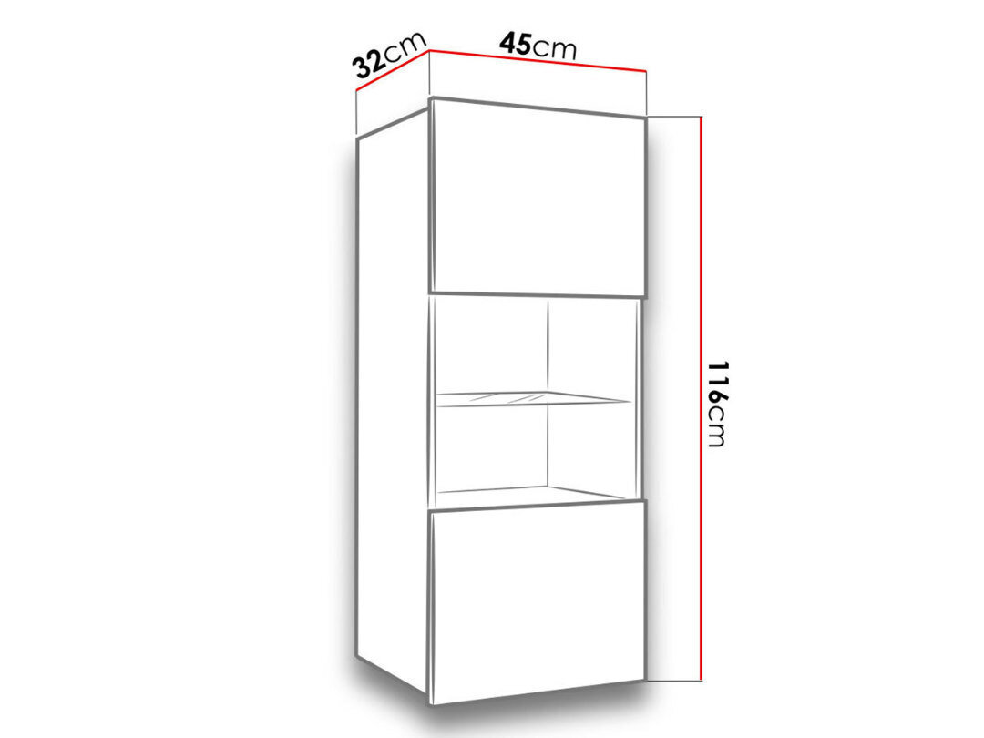 Spinta-vitrina Calabrini + baltas apšvietimas kaina ir informacija | Vitrinos, indaujos | pigu.lt