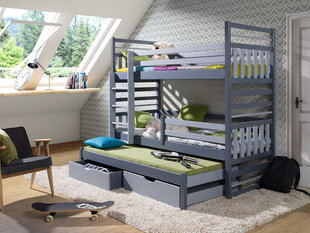 Кровать двухъярусная 3-х местная Hipolit 80x180 см цена и информация | Детские кровати | pigu.lt