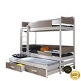 Vaikiška dviaukštė lova Quatro 90х200cm, balta/ruda
