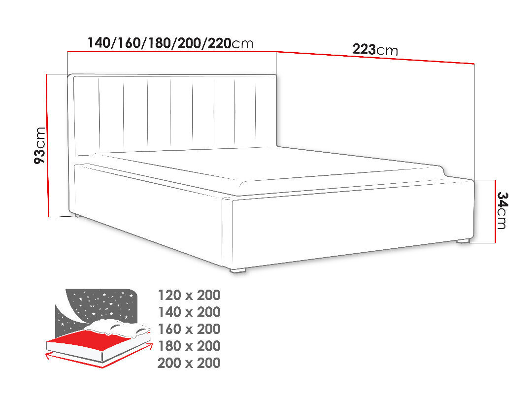 Lova Ideal 200 x 200 cm su ištraukiamu pagrindu kaina ir informacija | Lovos | pigu.lt