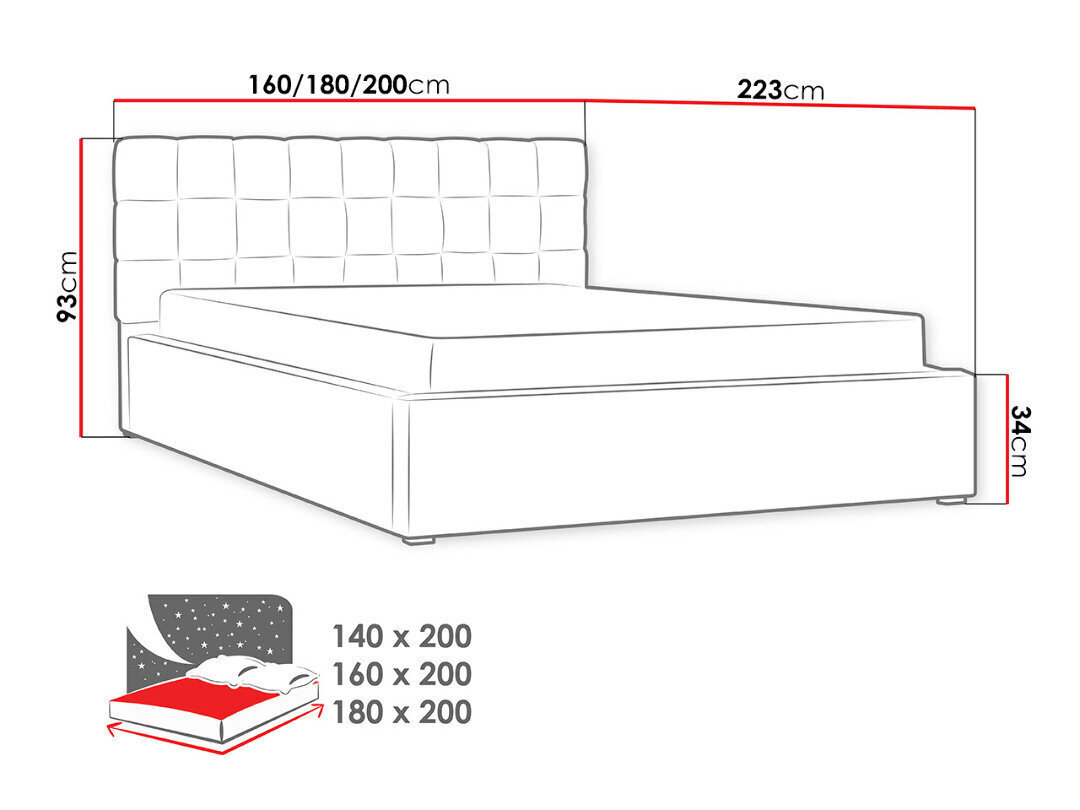 Malmo lova 160x200 cm su ištraukiamu pagrindu kaina ir informacija | Lovos | pigu.lt