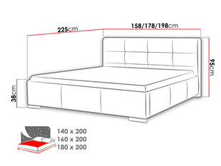 Lazio lova 140x200 cm su ištraukiamu pagrindu kaina ir informacija | Lovos | pigu.lt