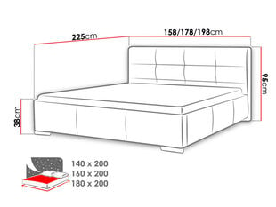 Кровать Lazio 160x200 см с подъемным основанием цена и информация | Кровати | pigu.lt