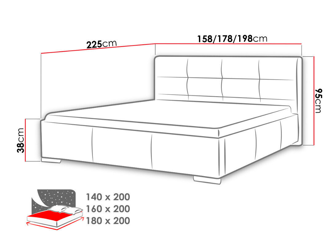 Lazio lova 180x200 cm su pakeliamu pagrindu kaina ir informacija | Lovos | pigu.lt