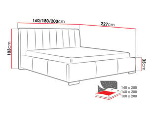 Milano lova 160x200 cm su pakeliamu pagrindu kaina ir informacija | Lovos | pigu.lt