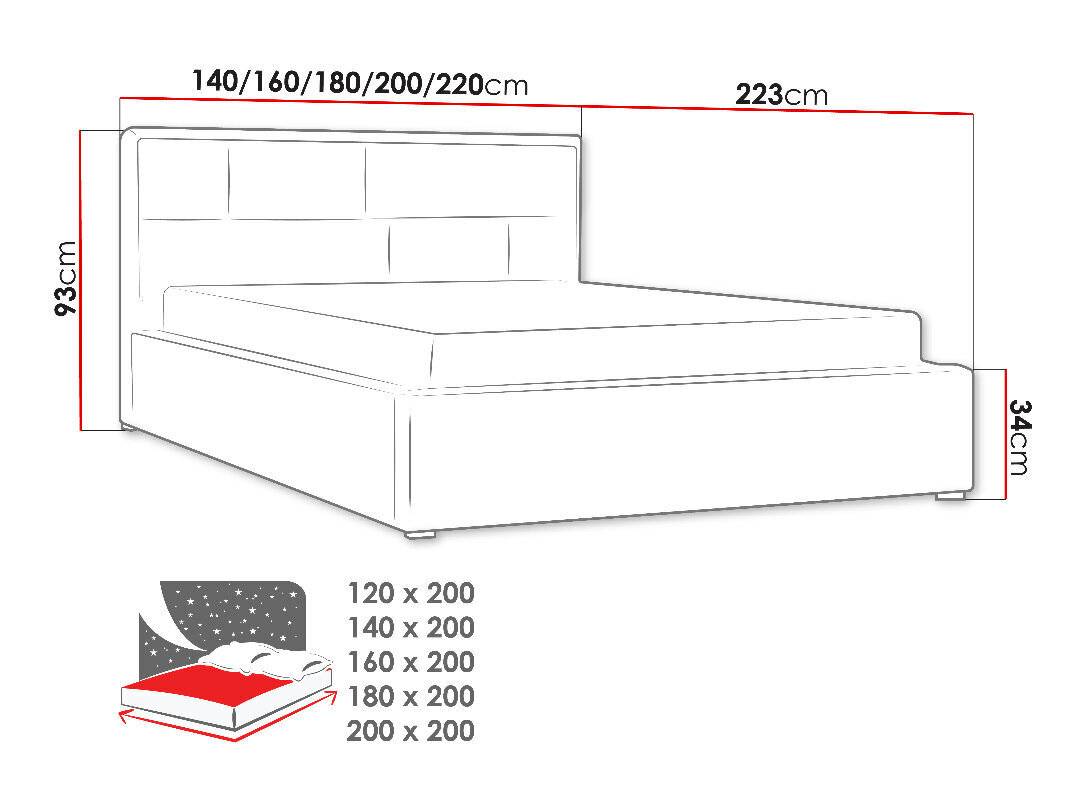 Lova Deco 120x200cm su pakeliamomis grotelėmis, žalia kaina ir informacija | Lovos | pigu.lt