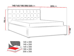 Кровать Malmo 120x200 см с выдвижным основанием цена и информация | Кровати | pigu.lt