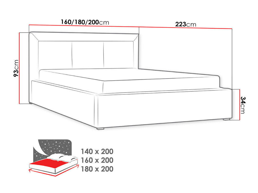 Moden lova 140x200 cm su ištraukiamu pagrindu, žalia kaina ir informacija | Lovos | pigu.lt