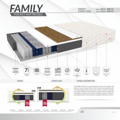 Spyruoklinis čiužinys Family Pocket 90x200 cm kaina ir informacija | Čiužiniai | pigu.lt