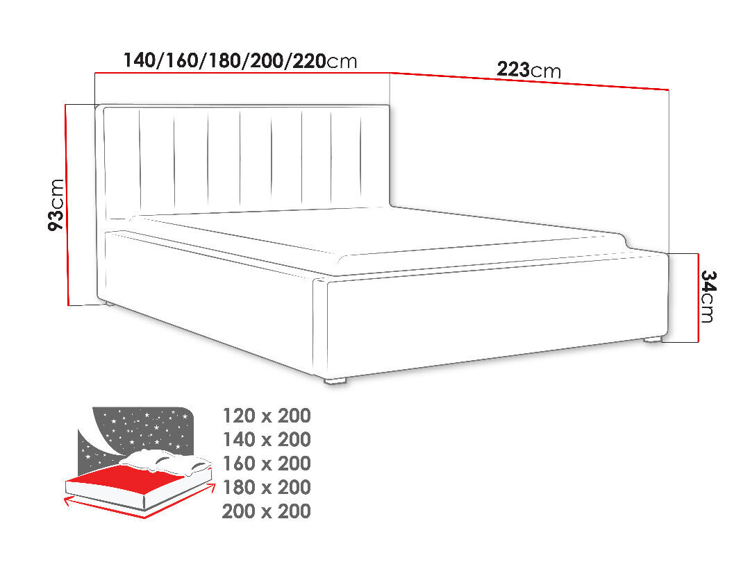 IDEAL lova, 200x200 cm kaina ir informacija | Lovos | pigu.lt