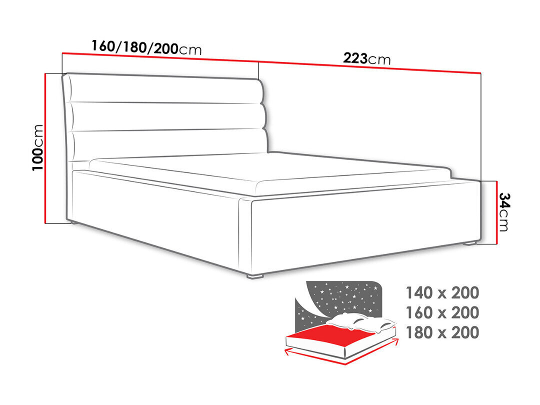 Lova MOON, 160x200 cm kaina ir informacija | Lovos | pigu.lt