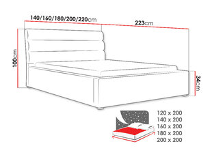 Кровать MOON, 200x200 см цена и информация | Кровати | pigu.lt