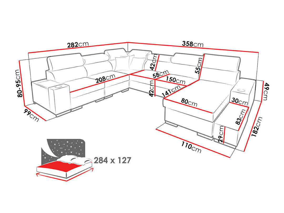 Kampinė sofa-lova Perseo VIII. цена и информация | Sofos | pigu.lt