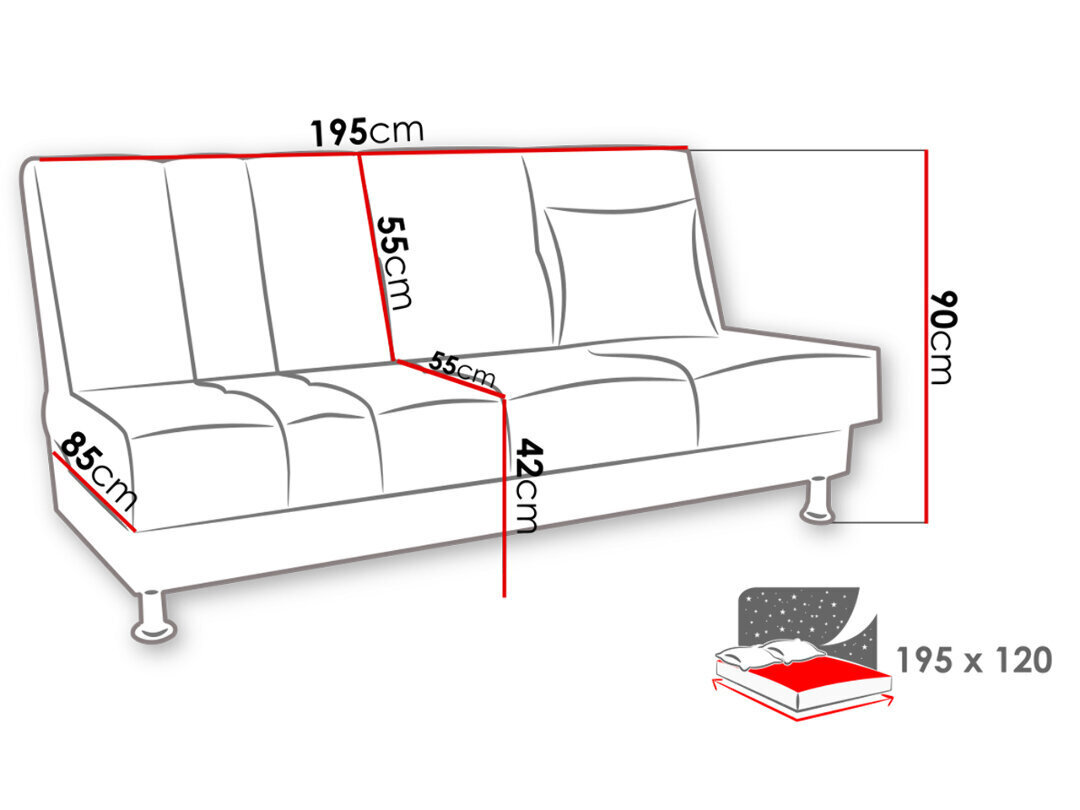 Sofa-lova Lisa DM kaina ir informacija | Sofos | pigu.lt