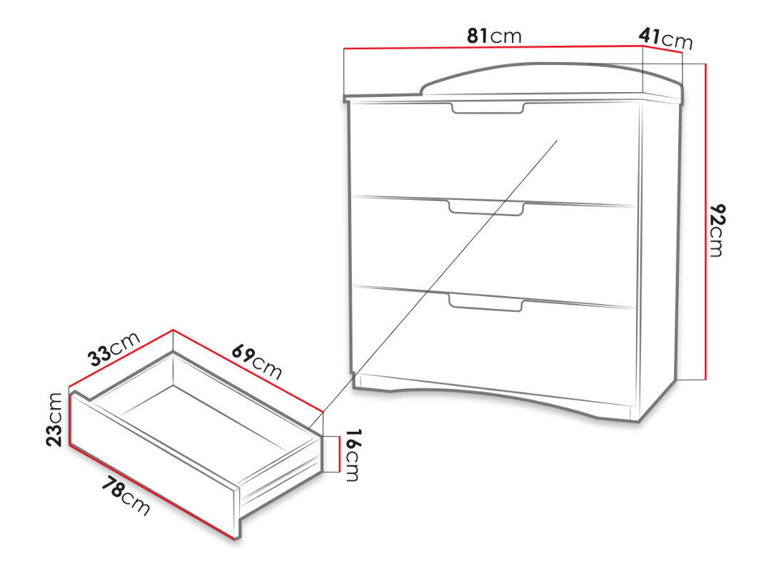 Vaikiška komoda Classic, balta kaina ir informacija | Vaikiškos komodos | pigu.lt