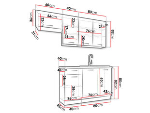 Virtuvės baldų komplektas Clara, 180x167 cm kaina ir informacija | Virtuvės baldų komplektai | pigu.lt