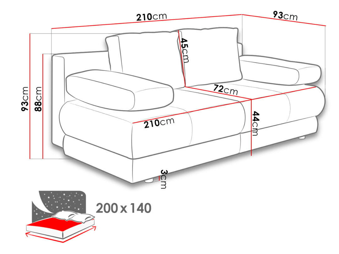 Sofa-lova Mirjan Clipso, ruda kaina ir informacija | Sofos | pigu.lt