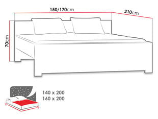 Кровать Vegas 150x210 см цена и информация | Кровати | pigu.lt