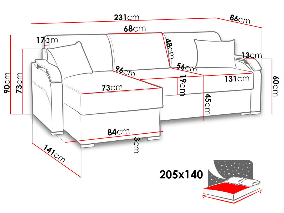 Kampinė sofa-lova Franco III, ruda/pilka kaina ir informacija | Sofos | pigu.lt