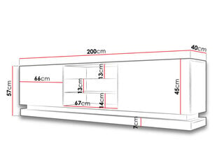 Тумба под ТВ Qiu 200 см+ LED цена и информация | Тумбы под телевизор | pigu.lt
