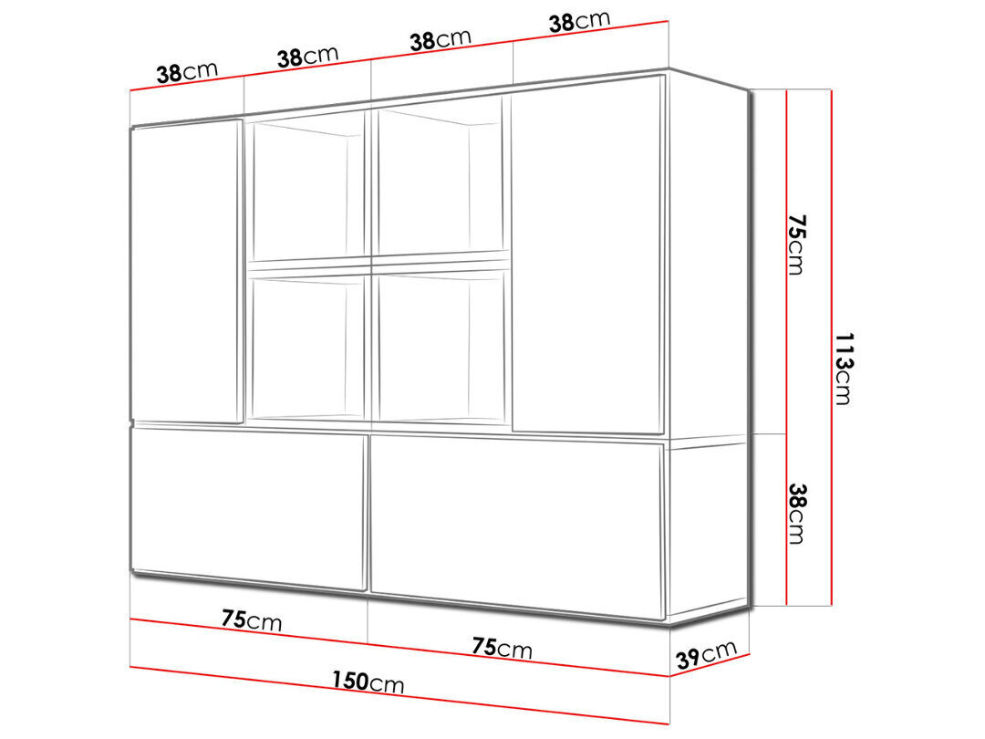 Sekcija Roco XIX, 150x39x113 cm kaina ir informacija | Sekcijos | pigu.lt