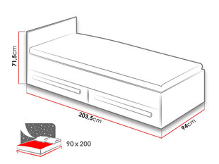 Кровать Guliver, 90x200 см  цена и информация | Кровати | pigu.lt
