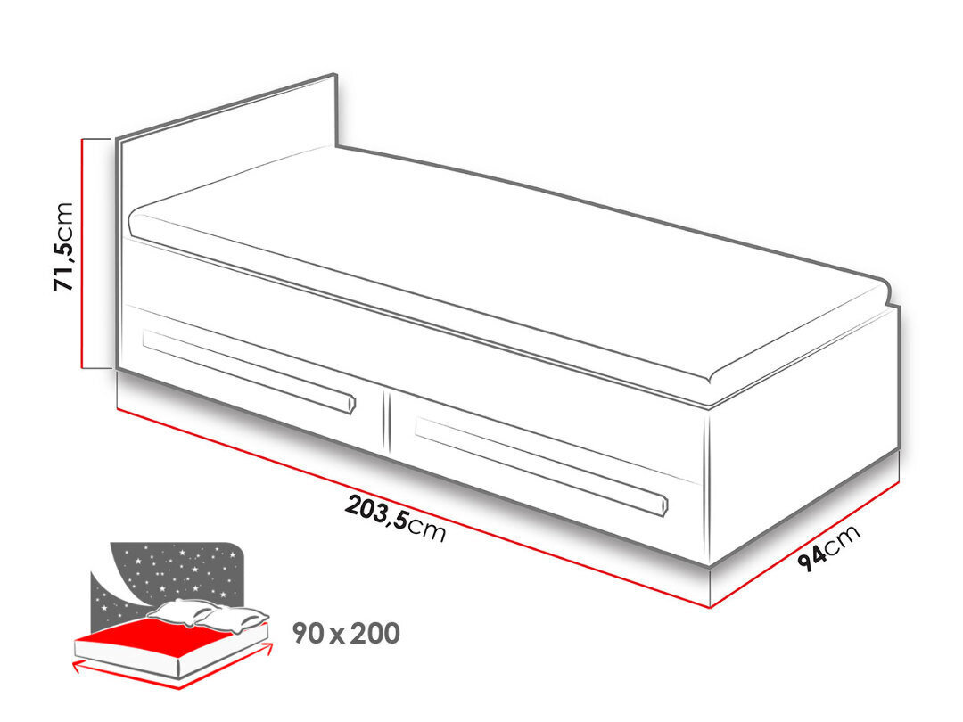 Lova Guliver, 90x200 cm kaina ir informacija | Lovos | pigu.lt